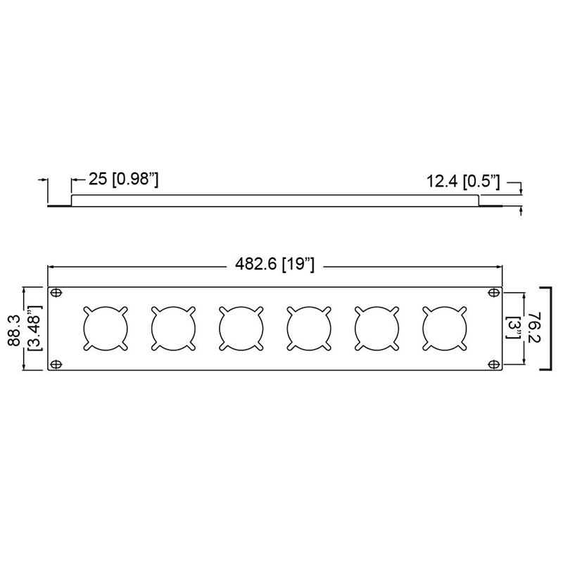 PENN 19" PANEEL 2U MET 6X GAT VOOR ABL STOPKONTACT