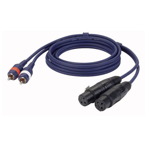 SIGNAAL KABEL 2 RCA M L/R > 2 XLR F 3P 1.5m DAP AUDIO