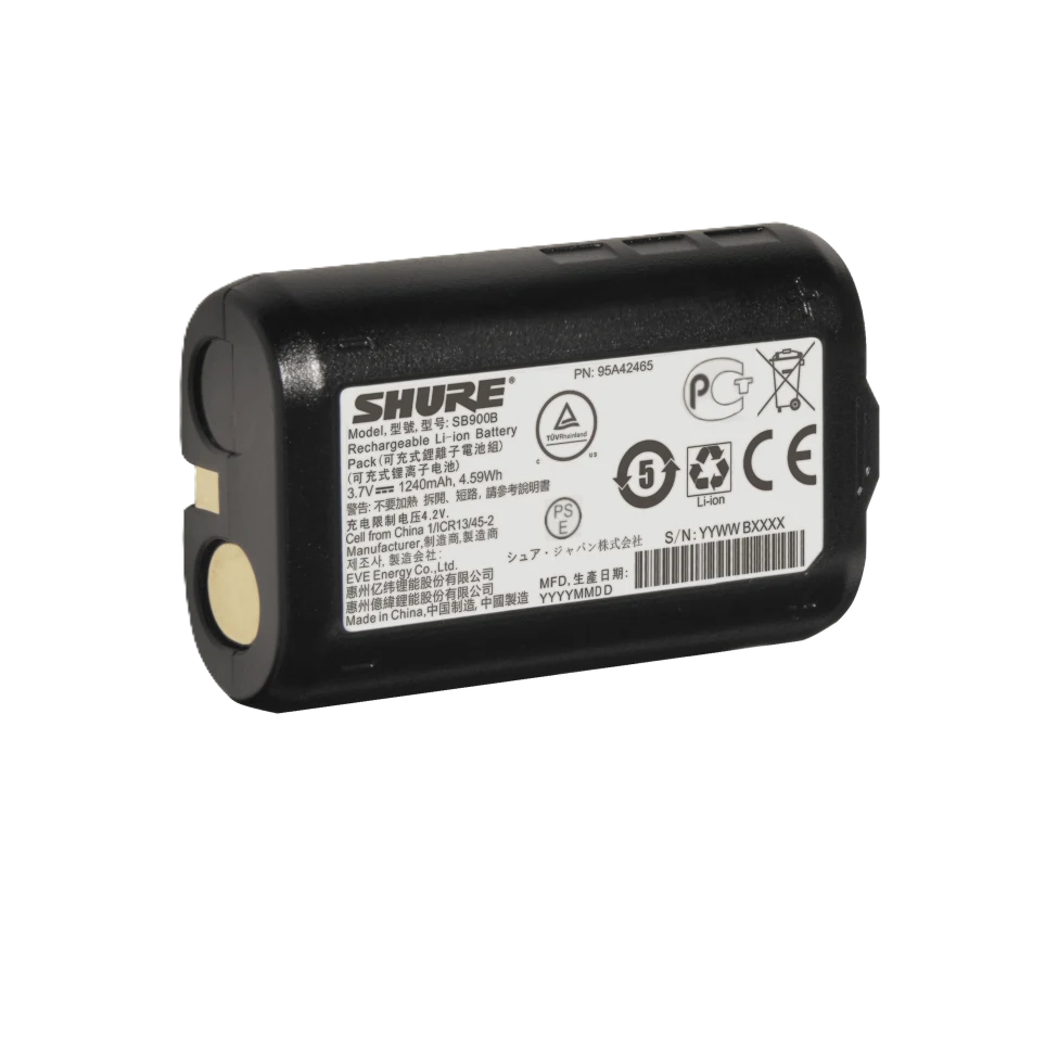 SB900B SHURE HERLAADBARE LITHIUM-ION BATTERIJ