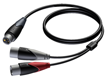 XLR VROUWELIJK - 2 x XLR MANNELIJK 1.5m PROCAB