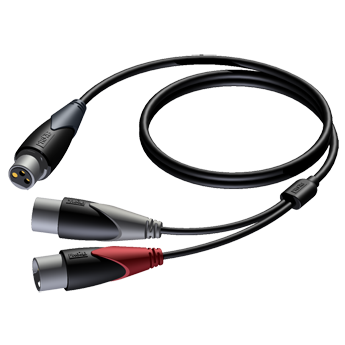 XLR VROUWELIJK - 2 x XLR MANNELIJK 1.5m PROCAB