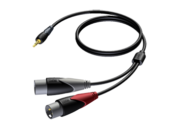 SIGNAALKABEL MINI JACK MALE STEREO --> 2x XLR MALE 1.5m PROC