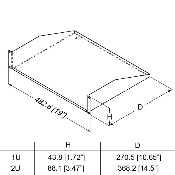 R1194/1UK RACKPLATEAU 1U ZWART PENN ELCOM