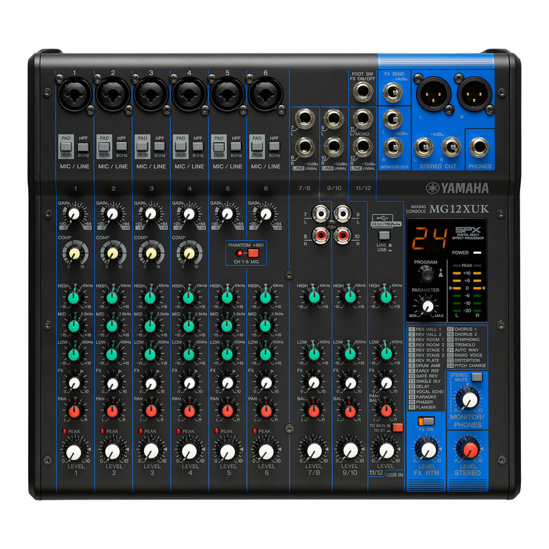 MG12XUK YAMAHA 12-kanaals analoge mengtafel met FX