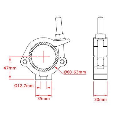 SLIMLINE MAMMOTH CLAMP HALF COUPLER BLACK 60-63MM!!!