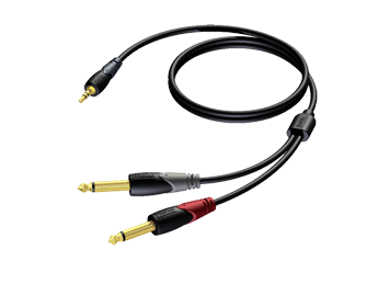 CLA713/1.5 STEREO MINI JACK 3.5 MM MALE TO 2 X JACK MALE 1.5 M PROCAB