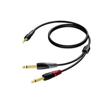 CLA713/1.5 STEREO MINI JACK 3.5 MM MALE TO 2 X JACK MALE 1.5 M PROCAB