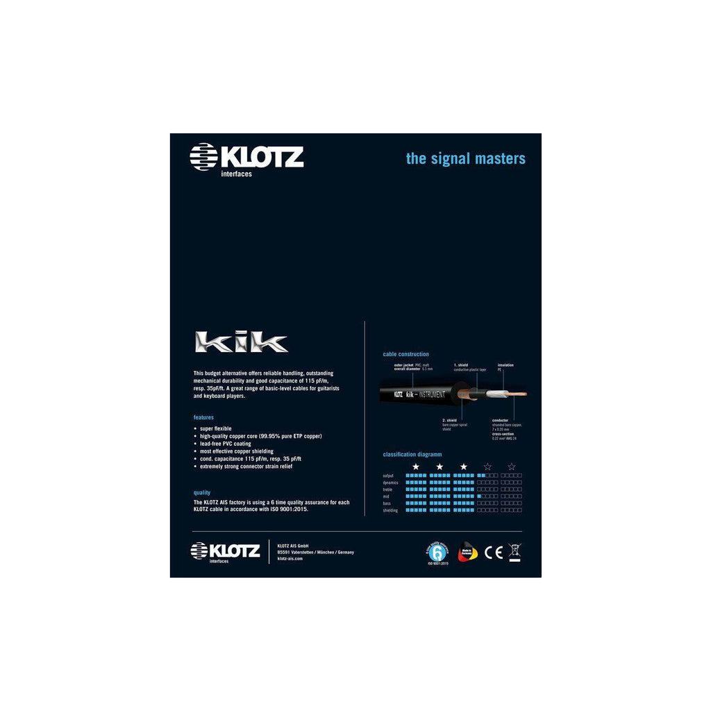 Jack Gitaarkabel 3m Klotz