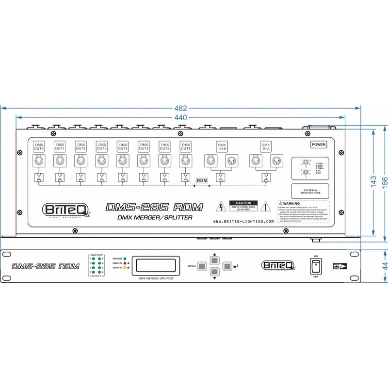 DMS-285 RDM Briteq DMX-merger Splitter Booster (XLR 5p)