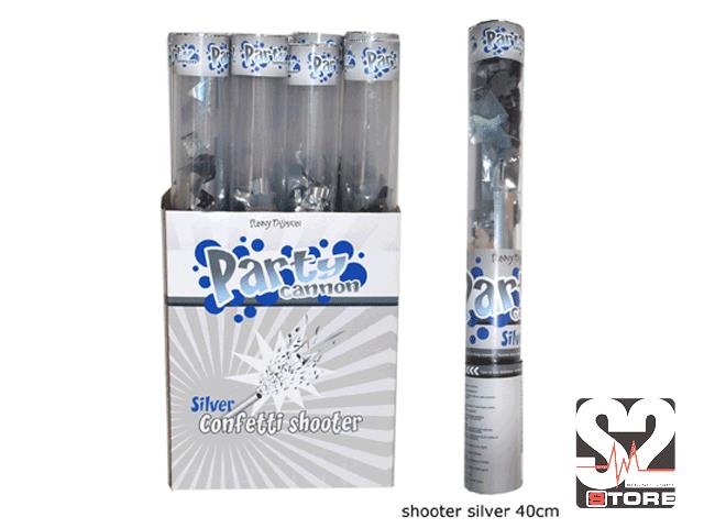 CONFETTI SHOOTER 40CM ZILVER S2