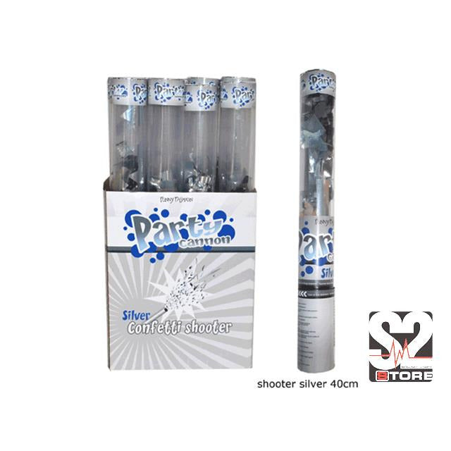 CONFETTI SHOOTER 40CM ZILVER S2