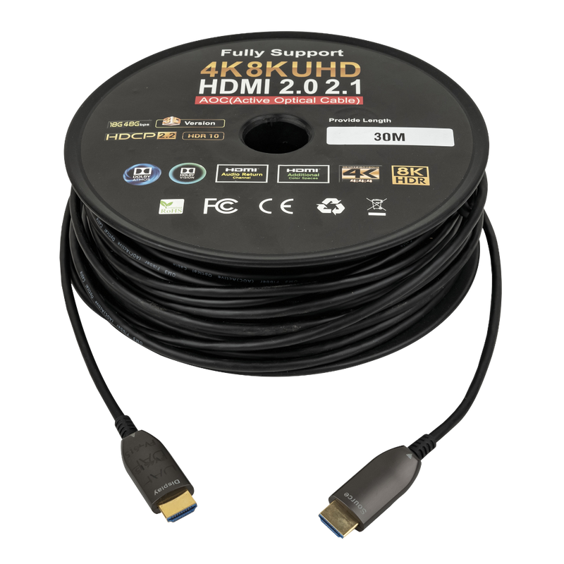HDMI FIBERCABLE MALE-MALE  2.0 AOC 4K 30M DAP