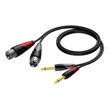 2 x XLR MANNELIJK - 2 x JACK MANNELIJK 3m KABEL PROCAB