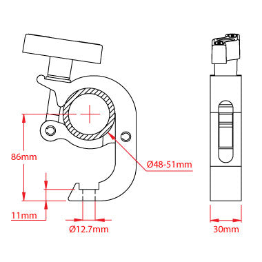 TRIGGER CLAMP SWL 200KG 48/51MM SILVER DOUGTY