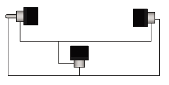 ADAPTER RCA MANNELIJK - 2X RCA VROUWELIJK 90� PROCAB BASIC