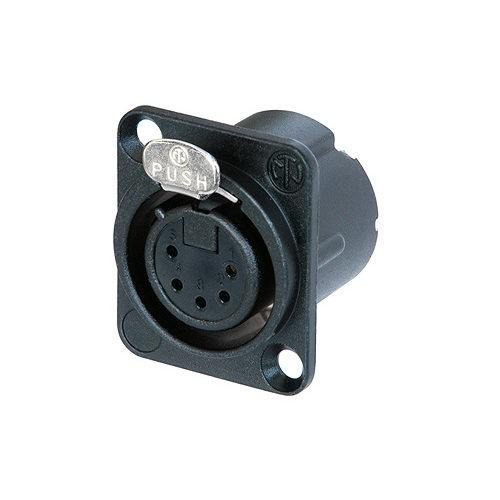 NC5FDLXB 5P. XLR CHASSIS FEMALE ZWARTE BEHUIZING/GOUDCONTACT NEUTRIK