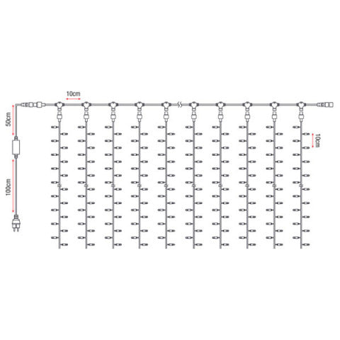 LED RUBBER CURTAIN LIGHT WW 900 LEDs 36 STRINGS 3M -  SHOWTEC