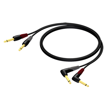 CLA603/5 PROCAB Dual 6.3 Jack to dual 6.3 Jack ANGLED (5m)
