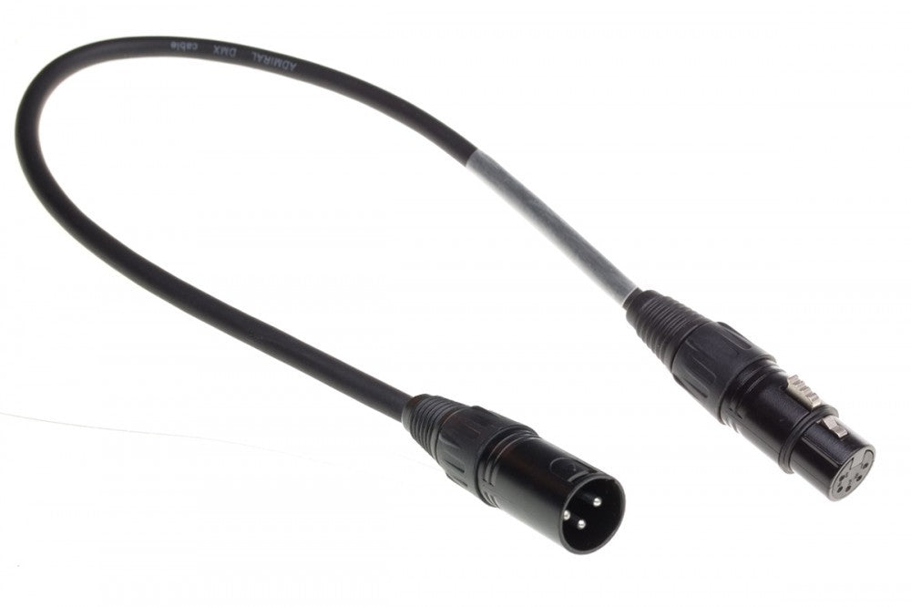 DMX Adapter Cable 3 Pole Male to 5 Pole Female XLR 50 CM Black Admiral