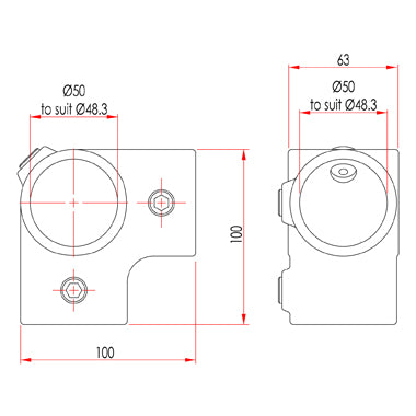 PIPECLAMP CORNER PLUS THROUGH TUBE DOUGHTY