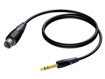 SIGNAALKABEL PROCAB XLR FEMALE-JACK 6.3mm MALE STEREO 1.5m