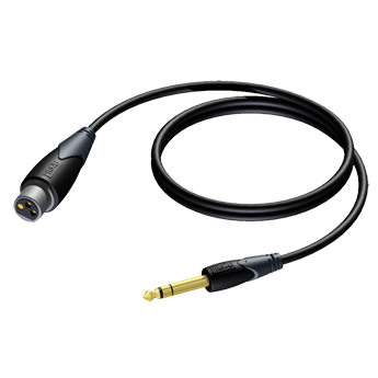 SIGNAALKABEL PROCAB XLR FEMALE-JACK 6.3mm MALE STEREO 1.5m