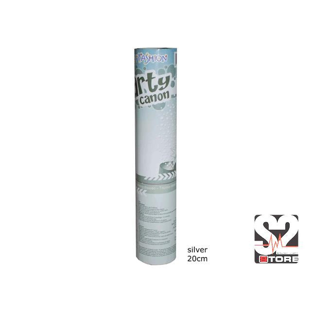 CONFETTI SHOOTER 20CM ZILVER