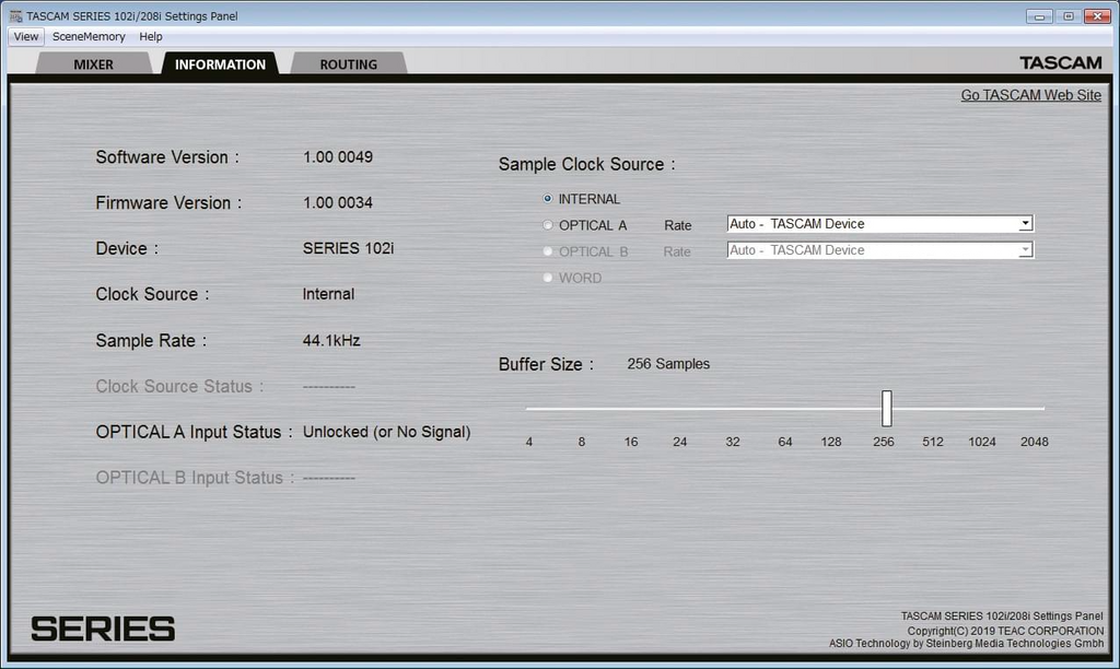Series 208i Tascam USB Audio/MIDI Interface