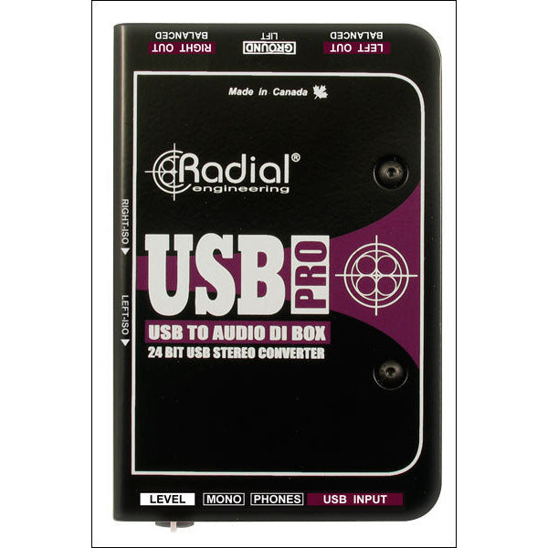 USB PRO RADIAL STEREO DI VOOR USB input