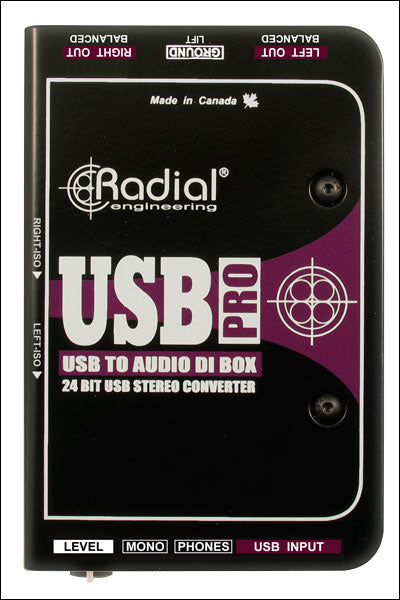 USB PRO RADIAL STEREO DI VOOR USB input