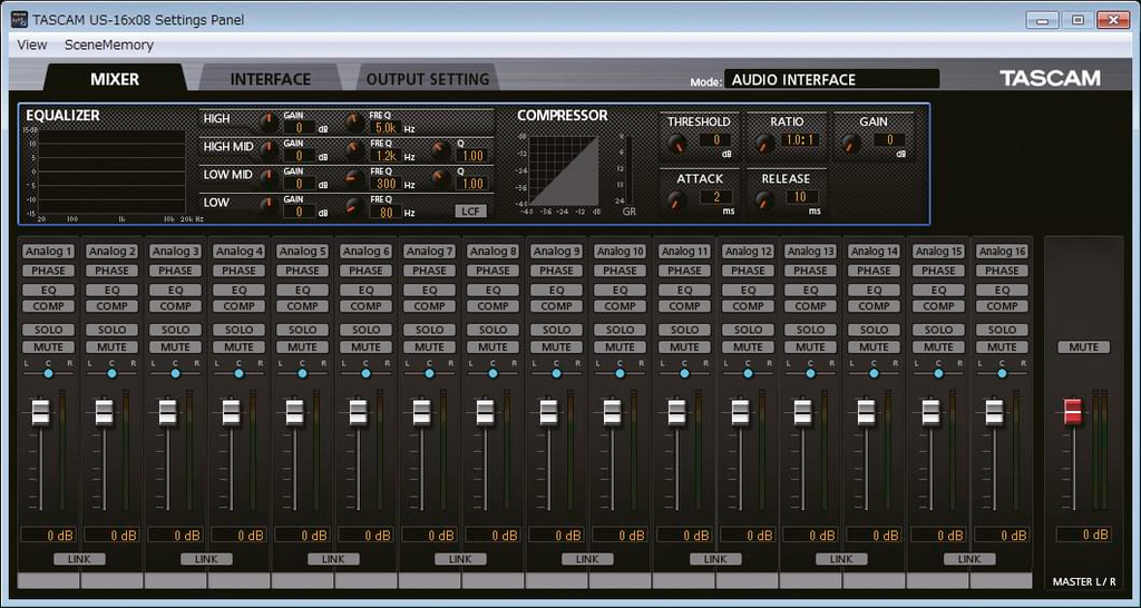 US-16x08 Tascam USB Audio/MIDI Interface