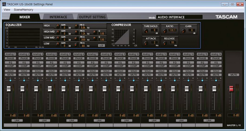 US-16x08 Tascam USB Audio/MIDI Interface