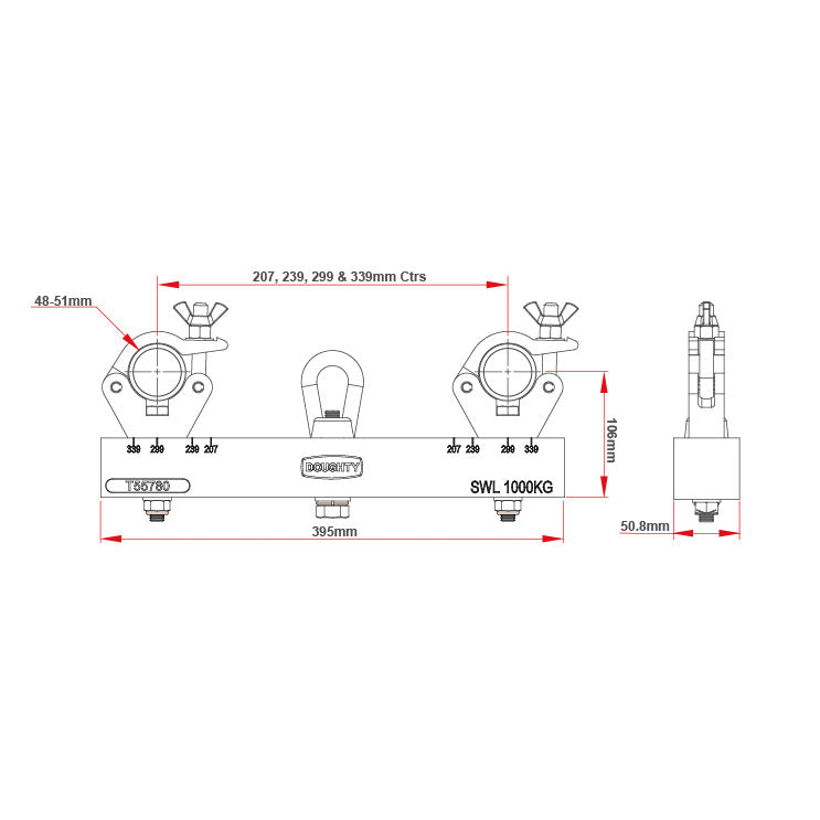 HIJSBRACKET BLACK 1 TON (SOLID TRUSS ADAPTOR DOUGTY