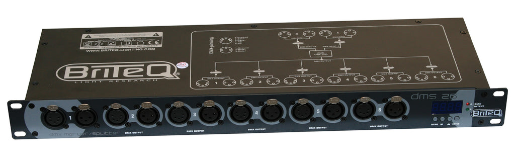 DMS-26 BRITEQ DMX SPLITTER / MERGER. 2 IN--> 6 OUT 19''