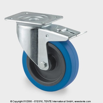 BLAUW ZWENKWIEL +REM ORIGINEEL TENTE 100MM