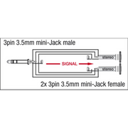 XGA15 DAP Verloop Adapter Mini-Jack Stereo Mannelijk naar 2x Mini-Jack Stereo Vrouwelijk