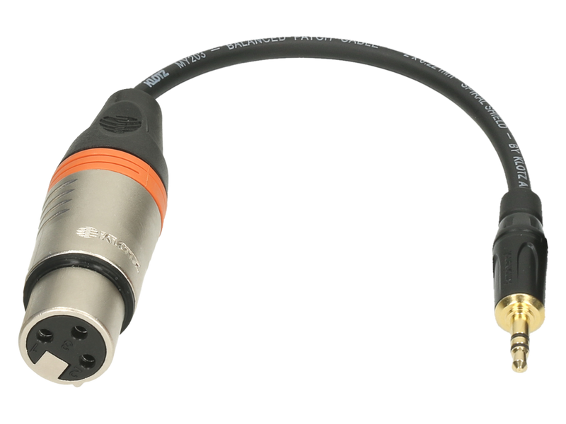 OVERGANG JACK 3.5mm MANN. --> XLR 3P VROUW. 20cm KLOTZ