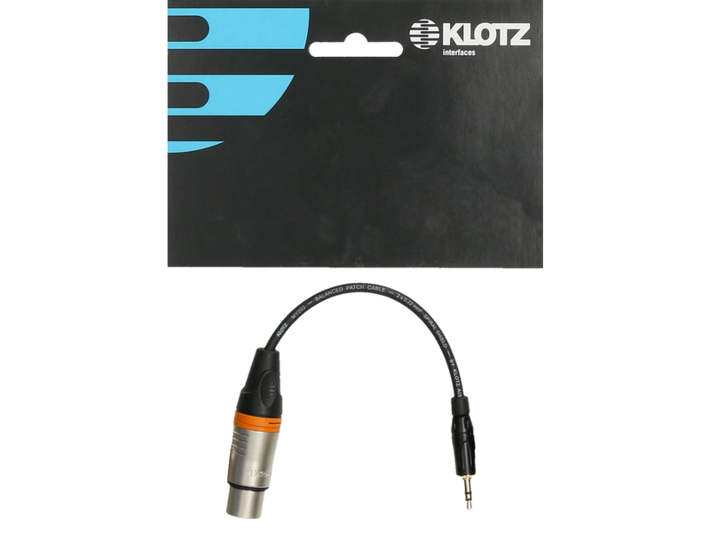 OVERGANG JACK 3.5mm MANN. --> XLR 3P VROUW. 20cm KLOTZ