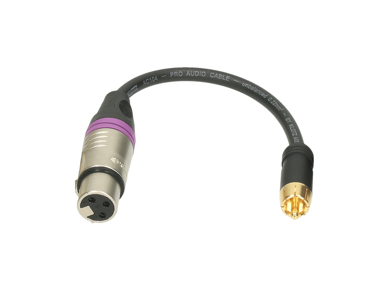 OVERGANG RCA MANN --> XLR 3P VROUW. 20cm KLOTZ