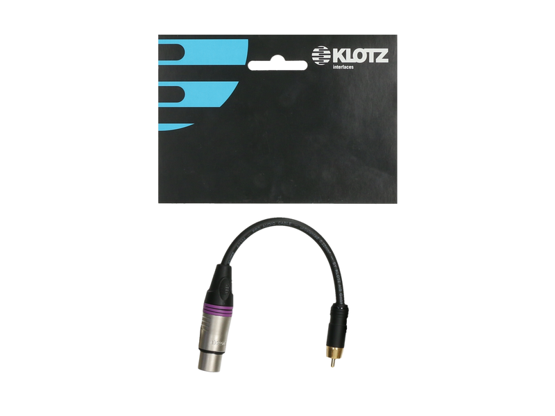OVERGANG RCA MANN --> XLR 3P VROUW. 20cm KLOTZ