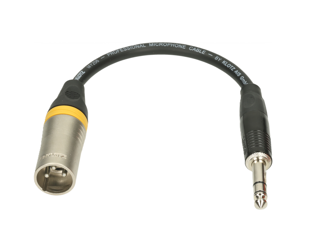 OVERGANG JACK 6.3 MANN. --> XLR 3P MANN. KLOTZ 20CM