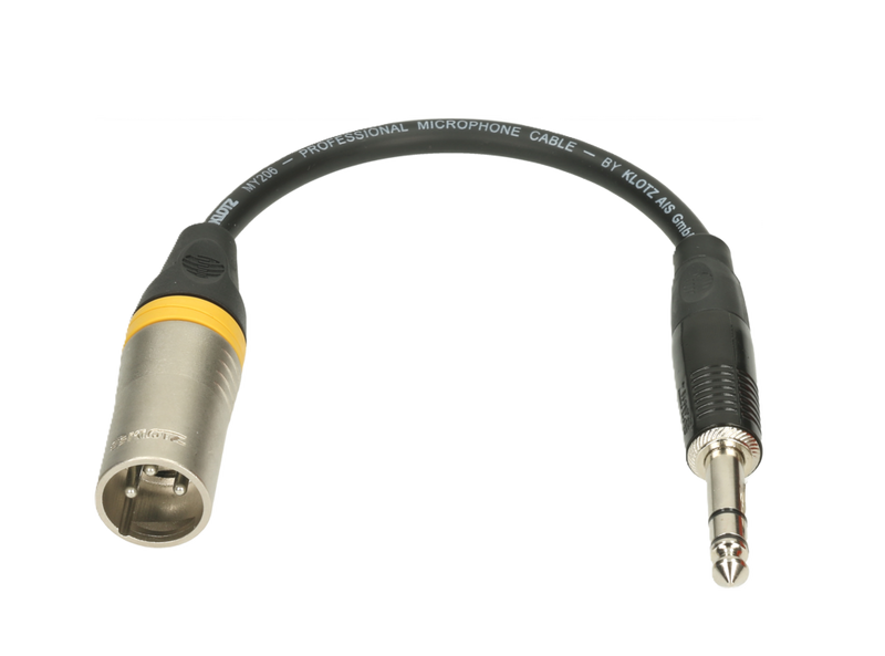 OVERGANG JACK 6.3STEREO MANN. --> XLR 3P MANN. KLOTZ 20cm