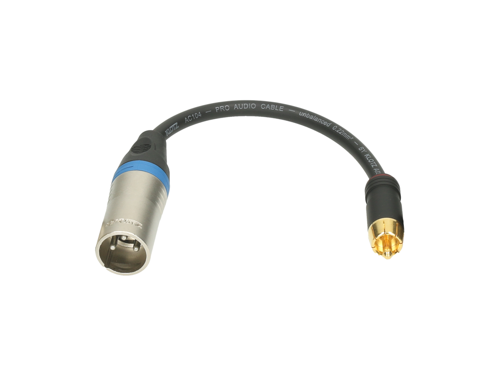 OVERGANG RCA MANN. --> XLR 3P MANN. 20CM KLOTZ