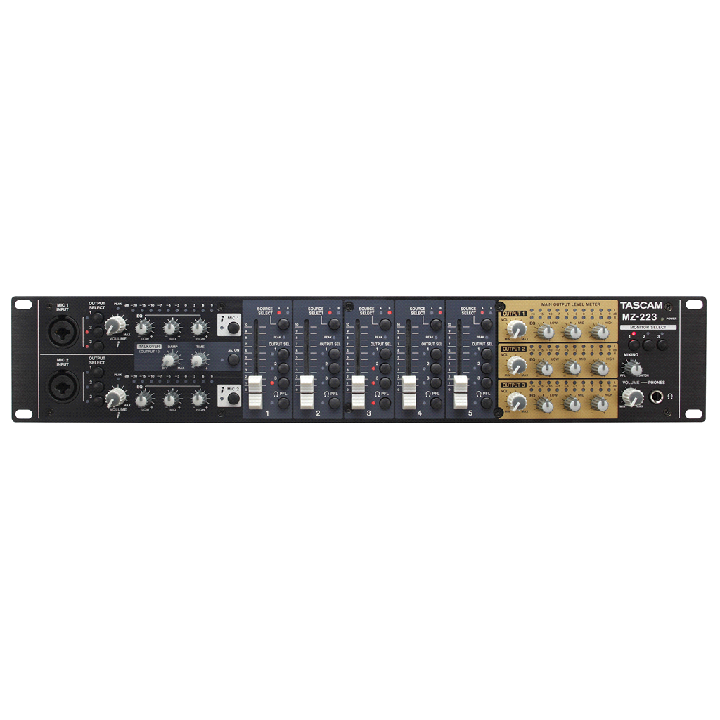 MZ-223 TASCAM 3-ZONE INSTALLATIEMIXER 2U / 19"