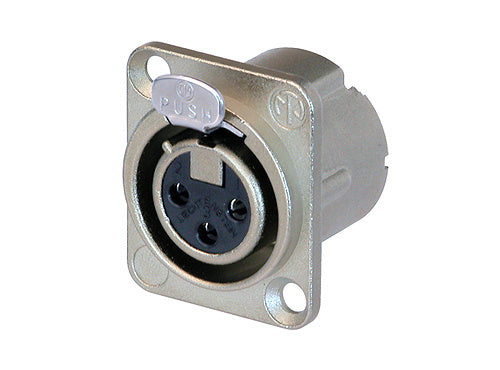 NC3FD-LX Neutrik 3p XLR-chassis D-size Vrouwelijk (Nickel)