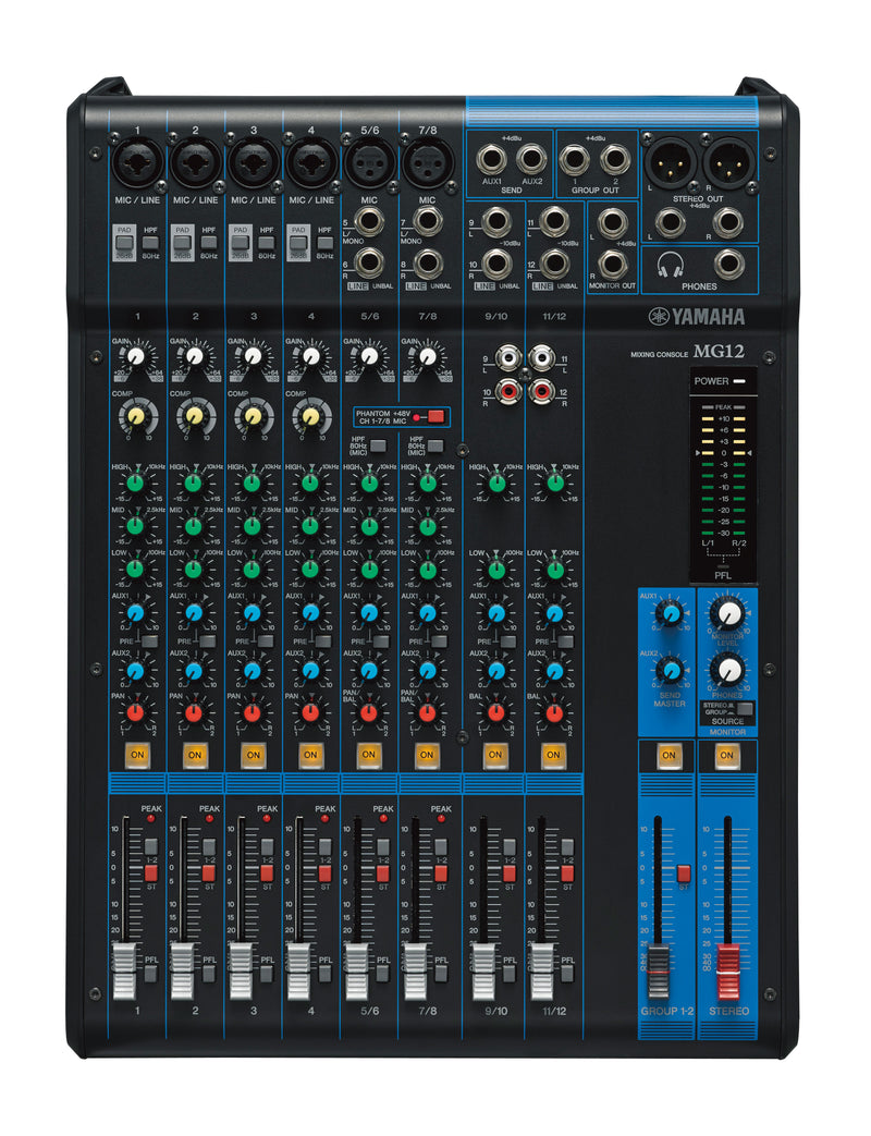 MG12 YAMAHA 12-kanaals analoge mengtafel 