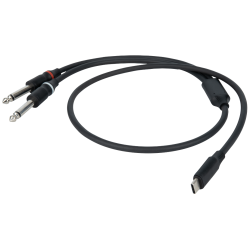 FL111 DAP Cable USB-C to 2x Jack 6.3mm M 75cm