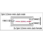 XGA15 DAP Verloop Adapter Mini-Jack Stereo Mannelijk naar 2x Mini-Jack Stereo Vrouwelijk