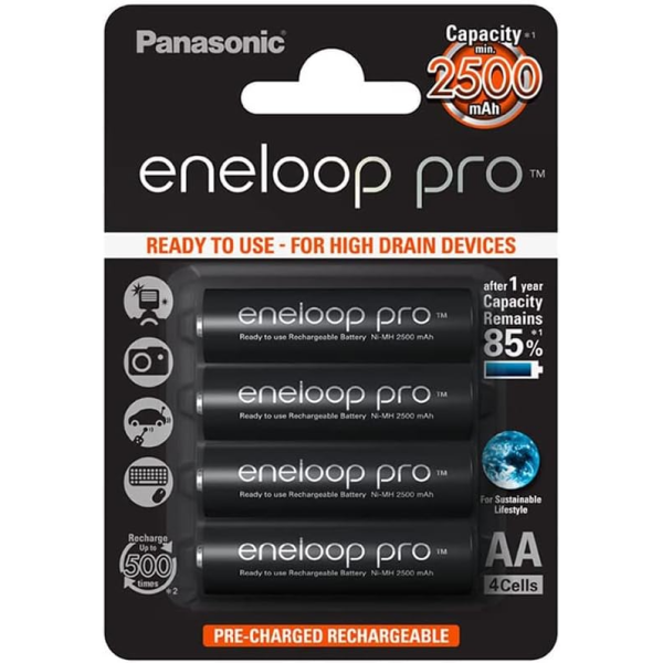 Eneloop Pro Panasonic 4 Rechargeable AA Batteries 2500mAh