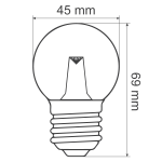 Lamp 45mm E27 2W LED Dimbaar